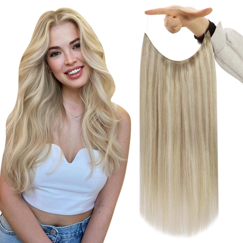 VIP Extensions VIP BandX Halo / Silky Straight 18" with Clip Hair Extension White Smoke 1 Jet Black,1B Off Black,2 Dark Brown,4 Medium Brown,6 Light Brown,8 Ash Brown,10,16,22,24,27,30 Light Auburn,35,613 Bleach Blonde,18/22 Ash Blonde Highlight  Blonde,22/33D,27/613 Honey Blonde Highlight Bleach Blonde,26,130,33,350,P4/27 Chocolate Brown to