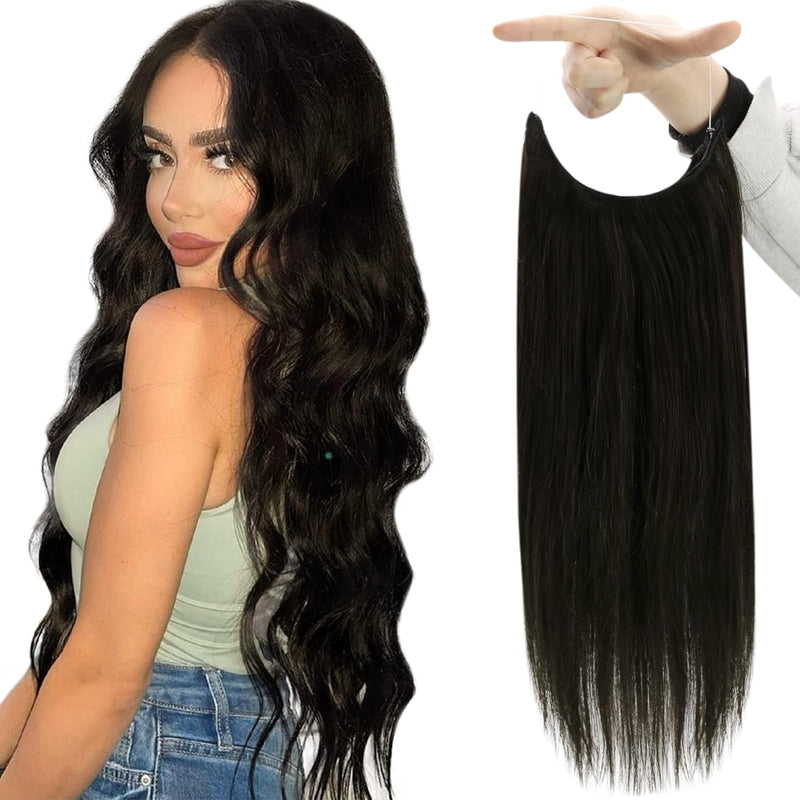 VIP Extensions VIP BandX Halo / Silky Straight 24" with Clip Hair Extension White Smoke #1B Off Black