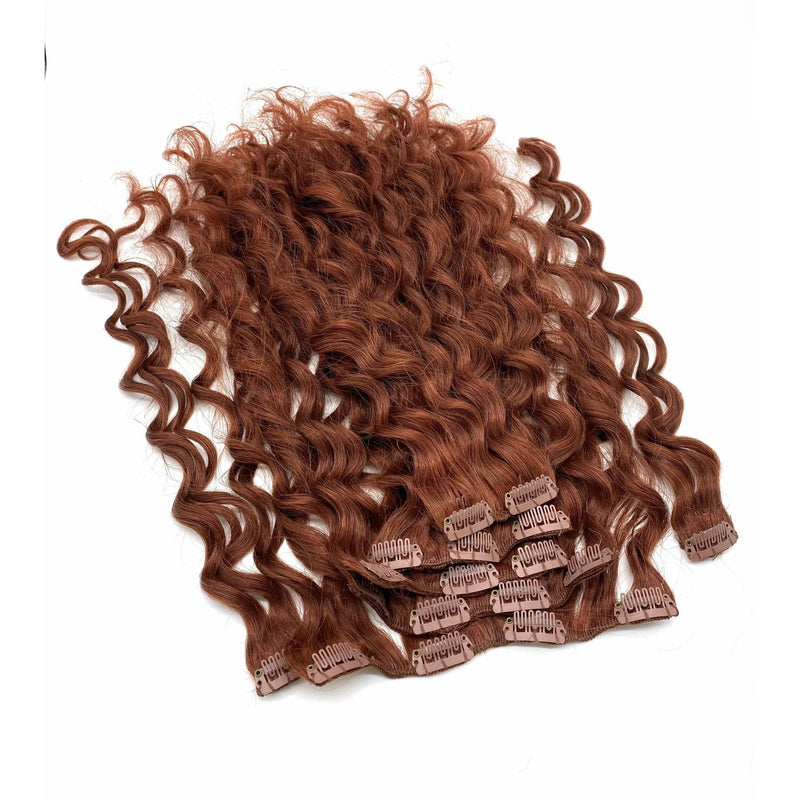 VIP Extensions VIP Clip Extensions / French Wave 18" ClipeX System Hair Extension White Smoke French Wave / 33B - Bright Auburn