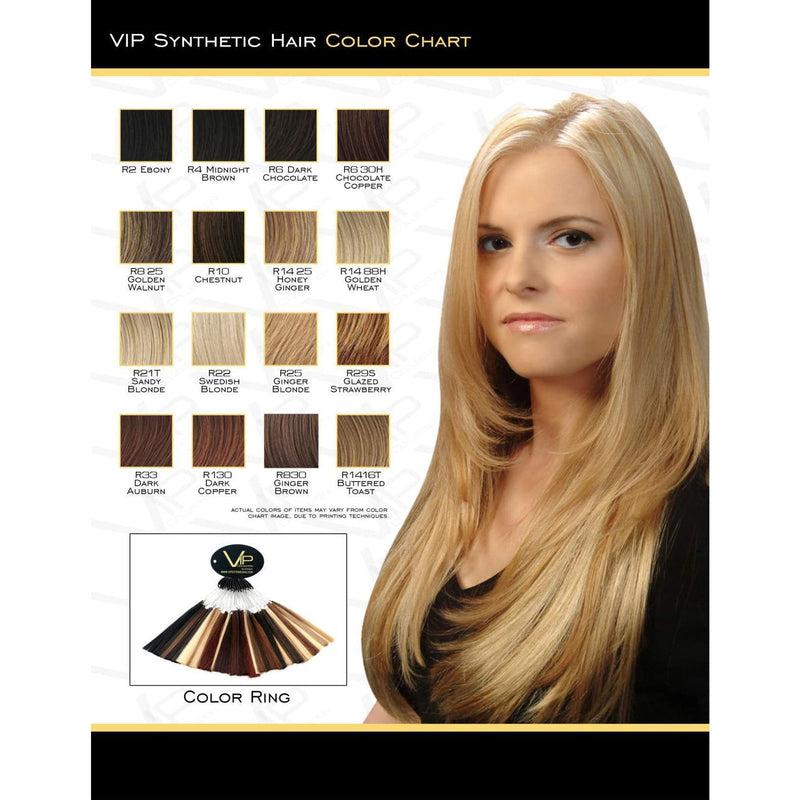 VIP Extensions VIP Collection Synthetic Wig, Angelica Style Wig White Smoke R10 Chestnut -,R130 Dark Copper,R14/25 Honey Ginger,R14/88H Golden Wheat,R1416T Buttered Toast,R2 Ebony - Black,R21T Sandy Blonde,R22 Swedish Blonde,R25 Ginger Blonde,R29S Glazed Strawberry -,R33 Dark Auburn -,R4 Midnight Brown,R6 Dark Chocolate -,R6/30H