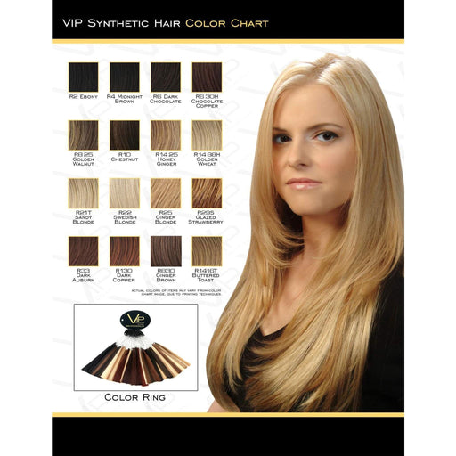 VIP Extensions VIP Collection Synthetic Wig, Angelica Style Wig White Smoke R10 Chestnut -,R130 Dark Copper,R14/25 Honey Ginger,R14/88H Golden Wheat,R1416T Buttered Toast,R2 Ebony - Black,R21T Sandy Blonde,R22 Swedish Blonde,R25 Ginger Blonde,R29S Glazed Strawberry -,R33 Dark Auburn -,R4 Midnight Brown,R6 Dark Chocolate -,R6/30H