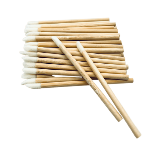 VIP Extensions VIP Eyelash Lip Brush with Bamboo Handle, 50 pcs/Bag Salon Supplies White Smoke