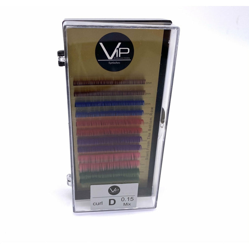 VIP Extensions VIP Eyelashes 12 Lines 0.15mm D Curl, Rainbow Eyelash Extensions White Smoke 15mm-DMIX-8-19,15mm-DMIX-14-25