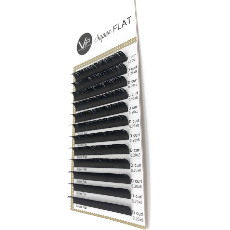 VIP Extensions VIP Eyelashes Super Flat Extensions 12 Lines 0.20mm D Curl Eyelash Extensions White Smoke 20mm-D-8mm