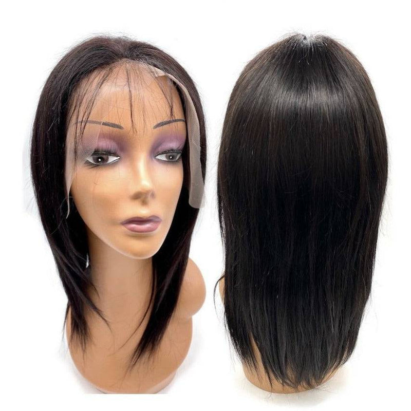 VIP Extensions VIP Lace Front Wig, 100% Human Hair, Natural Black, 180 Density, Straight Wig White Smoke 10" / Straight