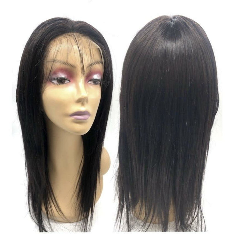VIP Extensions VIP Lace Front Wig, 100% Human Hair, Natural Black, 180 Density, Straight Wig White Smoke 12" / Straight