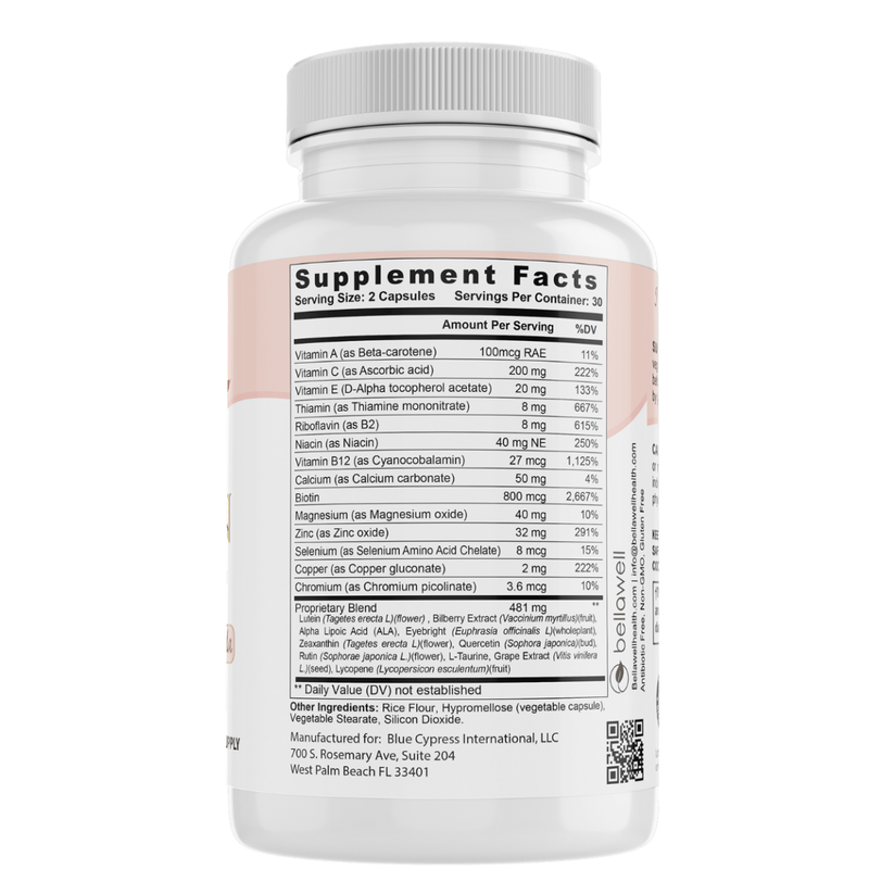 Bellawell Health Vision Care -  A Blend of Ingredients for Ocular Support by Bellawell Capsules Light Gray
