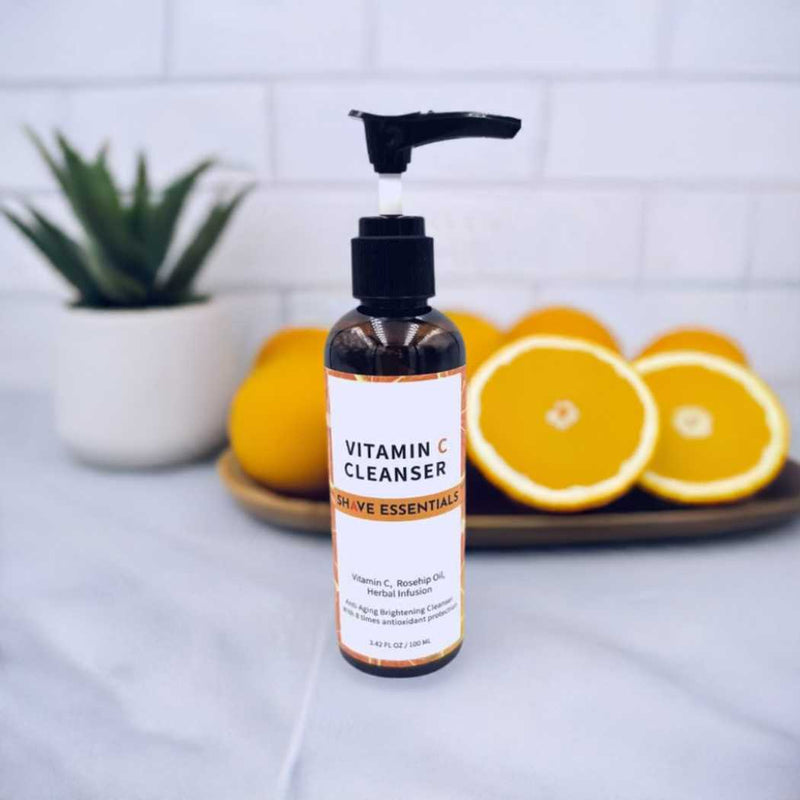 Shave Essentials Gentle Vitamin C Facial Cleanser for Anti-Aging Skincare Face Wash Light Gray