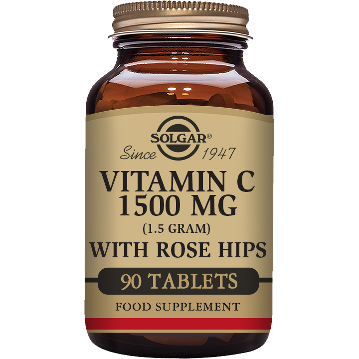 SOLGAR Solgar Vitamin C with Rose Hips Tablets, 1500 Mg, 90 Count / 5 Oz Vitamin C Supplement Rosy Brown