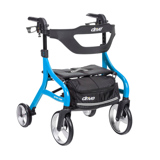 RIO Medical Supplies Nitro Sprint Rollator Rolling Walker, Hemi Height, Blue White Smoke