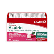 Leader Leader Chewable Aspirin Tablets Cherry 81mg 36ct Health Care White Smoke