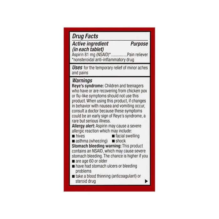 Leader Leader Chewable Aspirin Tablets Cherry 81mg 36ct Health Care Gray