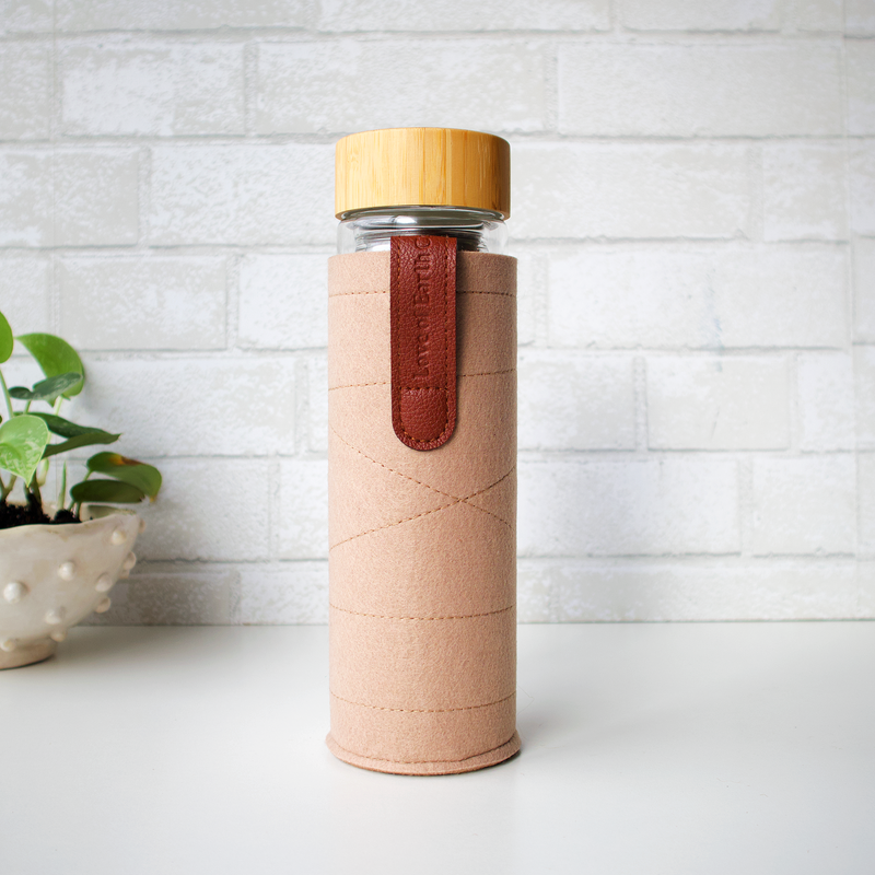 Love of Earth Co. Glass Tea + Coffee Infuser Bottle Light Gray