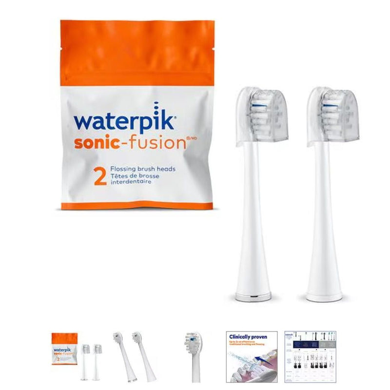 VIP Extensions Waterpik Sonic-Fusion Replacement Brush Heads with Covers Toothbrush Heads White Smoke