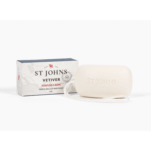 St Johns Fragrance Co LLC™ Vetiver Soap On a Rope Rope Bar White Smoke