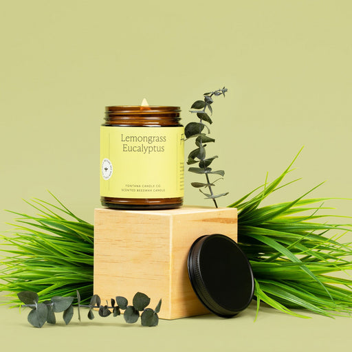 Fontana Candle Co Lemongrass Eucalyptus Jar Candle Candles Khaki 9 oz Straight Sided Jar