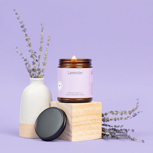 Fontana Candle Co Lavender Jar Candle Candles Light Steel Blue 9 oz Straight Sided Jar