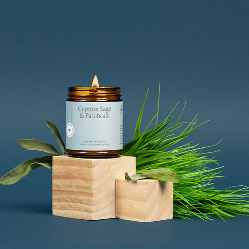 Fontana Candle Co Cypress Sage & Patchouli Jar Candle Candles Dark Slate Gray 9 oz Straight Sided Jar