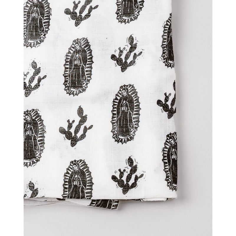 Be A Heart Our Lady of Guadalupe Muslin Swaddle Baby Blanket Swaddle Light Gray
