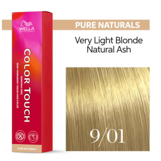 VIP Extensions Wella Color Touch 9/01 Very Light Blonde Natural Ash, 2 oz Demi-Permanent Hair Color White Smoke