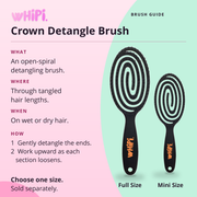 Whipi Co Detangle- Crown Detangle Brush  Black Misty Rose Full Size,Mini Size