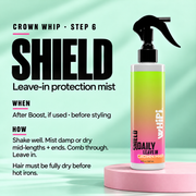 Whipi Co SHIELD- Crown Whip- Protection Mist Pale Turquoise 8 oz,1 oz Sample,8 oz Bag Refill