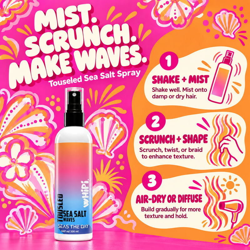 Whipi Co Seas The Day Touseled Sea Salt Spray Seashell 8 oz,1 oz