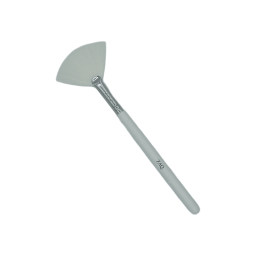 ZAQ Skin & Body Fan Brush with Wood Handle, Copper Ferrule - Synthetic Bristles Dark Gray