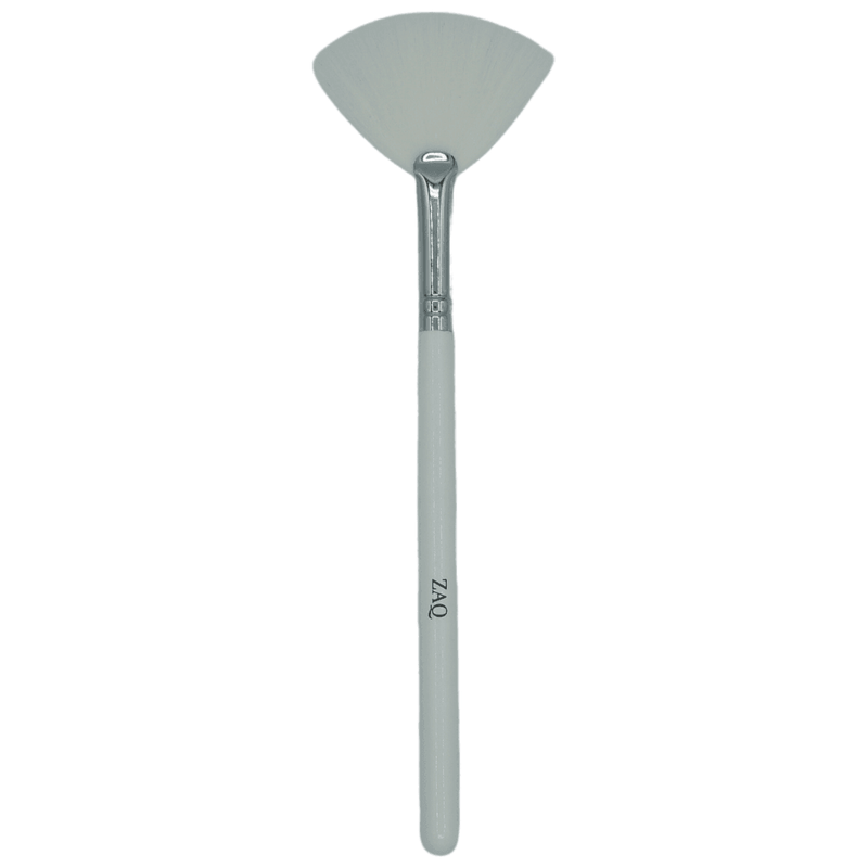 ZAQ Skin & Body Fan Brush with Wood Handle, Copper Ferrule - Synthetic Bristles Dark Gray