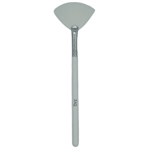 ZAQ Skin & Body Fan Brush with Wood Handle, Copper Ferrule - Synthetic Bristles Dark Gray