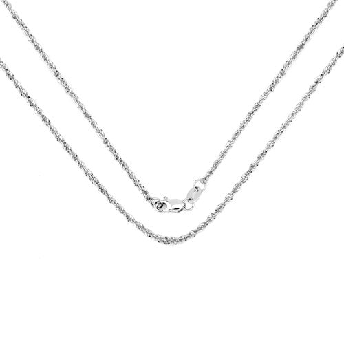 Bids.com 14K White Gold 18inch 1.5mm Lite Rope Chain with Lobster Clasp Necklaces White Smoke Default Title