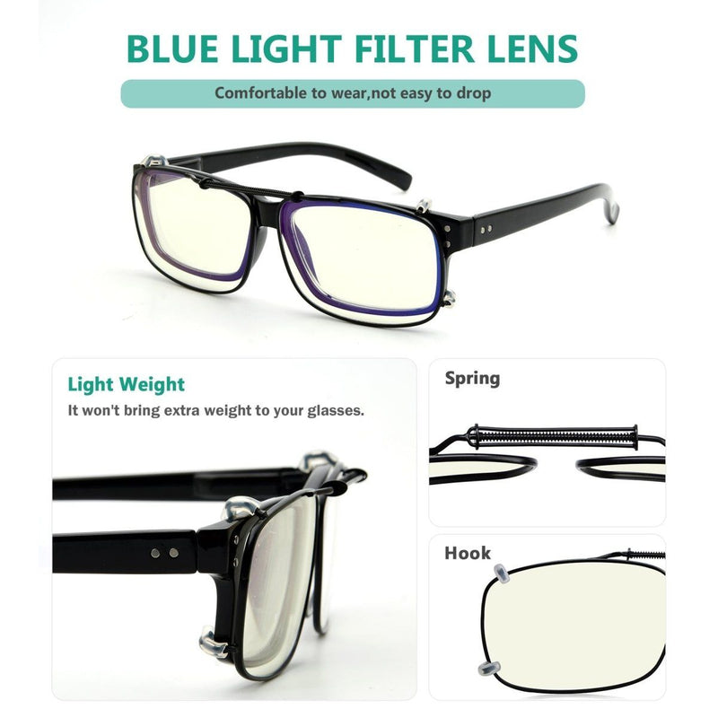 eyekeeper.com Wide Lens Clip on Blue Light Filter Glasses C60 (57MMx39MM) Eyeglasses Dark Slate Gray Clear