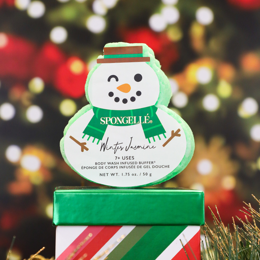 Spongellé Winter Jasmine | Holiday Snowman Body Wash Infused Buffer Gray