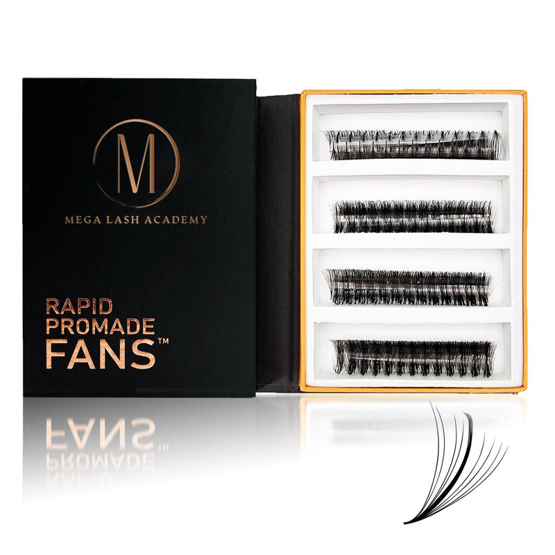 Mega Lash Academy Wispy 9D Mix Rapid Promade Fans - 600 Fans Promade Fans Black 0.03 / CC / Mixed 9-10-11-12 mm,0.03 / CC / Mixed 11-12-13-14 mm,0.03 / CC / Mixed 15-16-17-18 mm