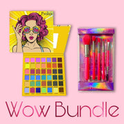 Prolux Cosmetics Wow Bundle | Eyeshadow Palette & Neon Pink Brush Set Pink