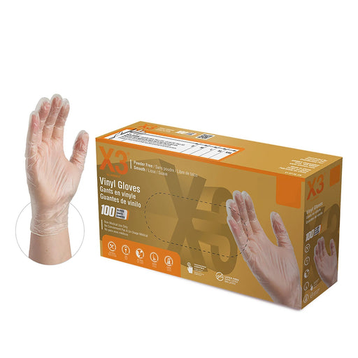 VIP Extensions Ammex X3 Clear Vinyl Industrial Latex-Free Disposable Gloves Salon Supplies White Smoke SMALL,MEDIUM,Large