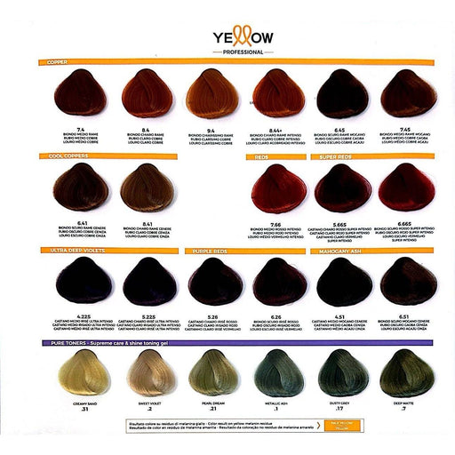 VIP Extensions Yellow by Alfaparf Permanent Color Permanent Hair Color White Smoke 0SS Super high lifting reinforcer,000 Lifting reinforcer,1 Black,1.11 Blue black,2 Darkest natural brown,3 Dark natural brown,4 Medium natural brown,4 Cool,4.1 Medium Chestnut Ash,4.22 Medium intense violet brown,4.22S (NEW ) Medium Ultra Intense Violet B