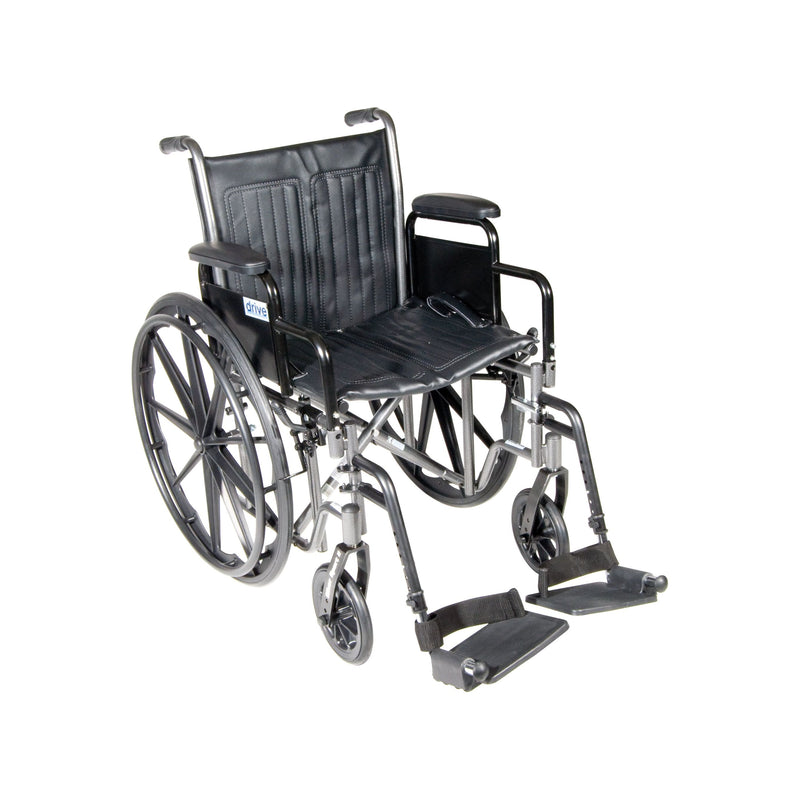 RIO Medical Supplies Silver Sport 2 Wheelchair, Detachable Desk Arms, Swing away Footrests, 16" Seat White Smoke
