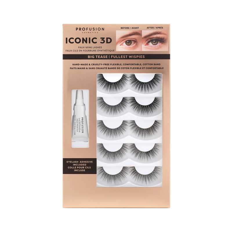 Profusion Cosmetics Iconic 3D Faux Mink Lashes Eyes Tan Big Tease