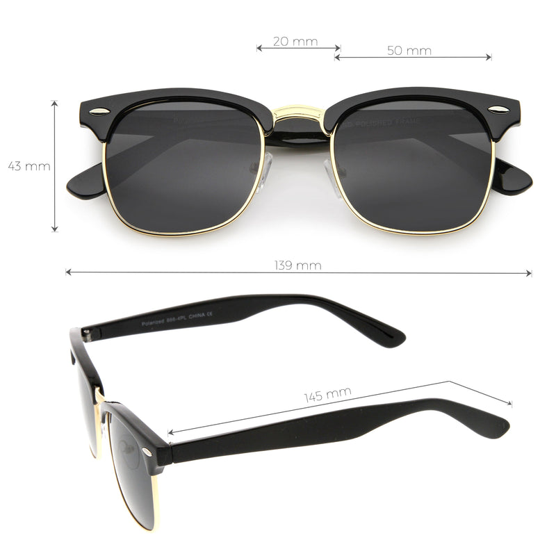 zeroUV Polarized Horn Rimmed Semi Rimless Sunglasses Square Lens C773 Sunglasses White Smoke Black Gold / Smoke Polarized,Black Silver / Smoke Polarized,Tortoise Gold / Brown Polarized,Matte Black Silver / Yellow Polarized,Shiny Black Silver / Yellow Polarized