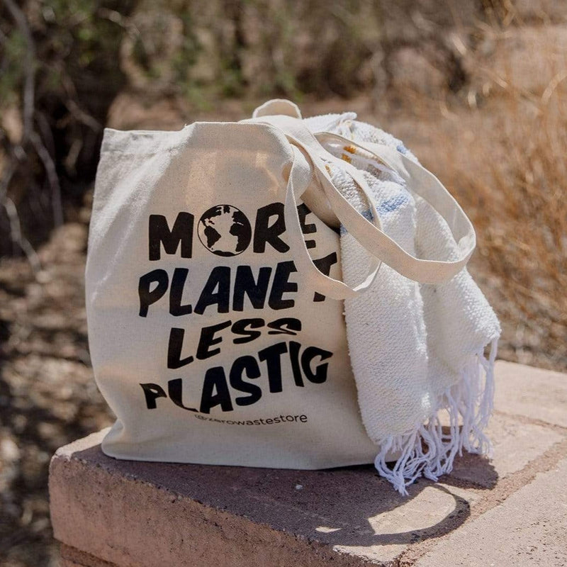 ZeroWasteStore.com More Planet Less Plastic Organic Tote Bag Shopping Totes Dark Olive Green
