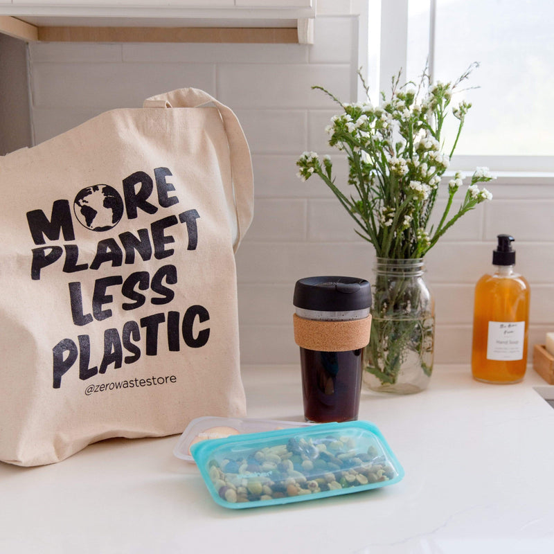 ZeroWasteStore.com More Planet Less Plastic Organic Tote Bag Shopping Totes Light Gray