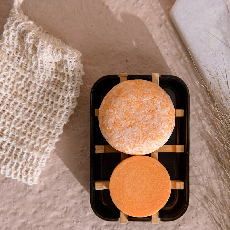ZeroWasteStore.com Zero Waste Hair Care Mini Kit Shampoo & Conditioner Sets Rosy Brown Sunshine / Black Soap Dish