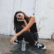 zeroUV Retro 1990's Fashion Oval Clout Goggle Sunglasses Sunglasses Light Gray Black Smoke,White Smoke,Tortoise Smoke,Clear Green,Red Smoke