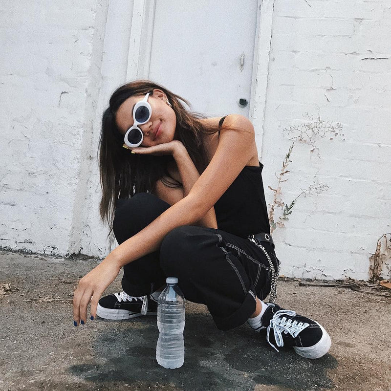zeroUV Retro 1990's Fashion Oval Clout Goggle Sunglasses Sunglasses Light Gray Black Smoke,White Smoke,Tortoise Smoke,Clear Green,Red Smoke