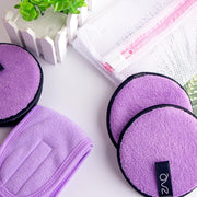 ZAQ Skin & Body ZAQ Reusable Makeup Remover Pads 4pack with Spa facial Headband Make Up Thistle Pink,White,Black,Green,Purple,Grey,Soft Pink