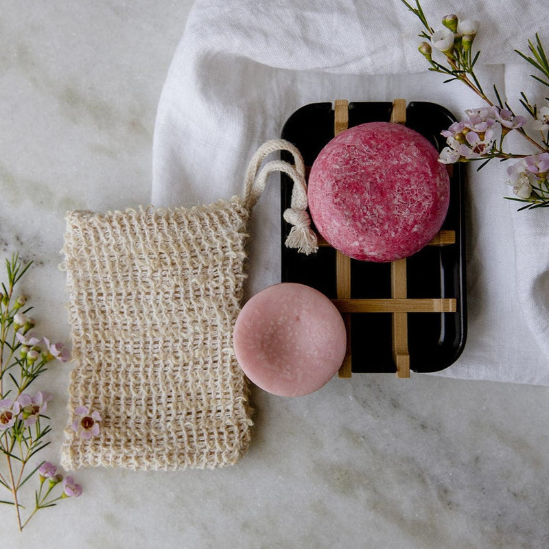 ZeroWasteStore.com Zero Waste Hair Care Mini Kit Shampoo & Conditioner Sets Gray Blossom / Black Soap Dish