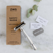 ZeroWasteStore.com Zero Waste Safety Razor - Sustainable Razor - Single Blade, 10 Free Blades Razors & Razor Blades Gray Long Handle