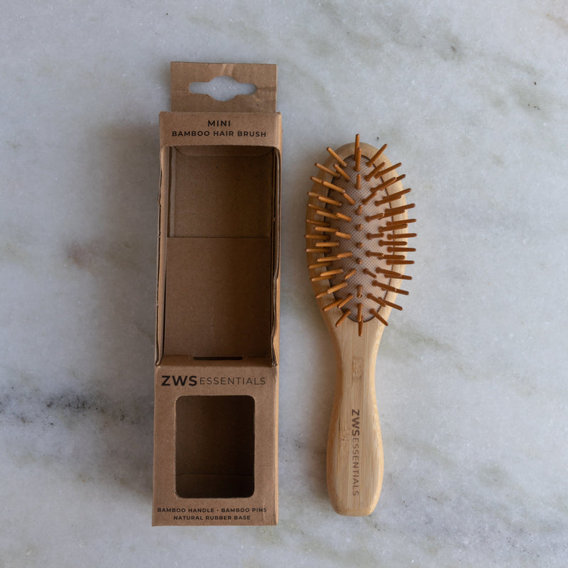 ZeroWasteStore.com Mini Bamboo Hair Brush - Zero Waste Hair Brush, 100% Bamboo, Plastic Free, Compostable Combs & Brushes Dark Gray
