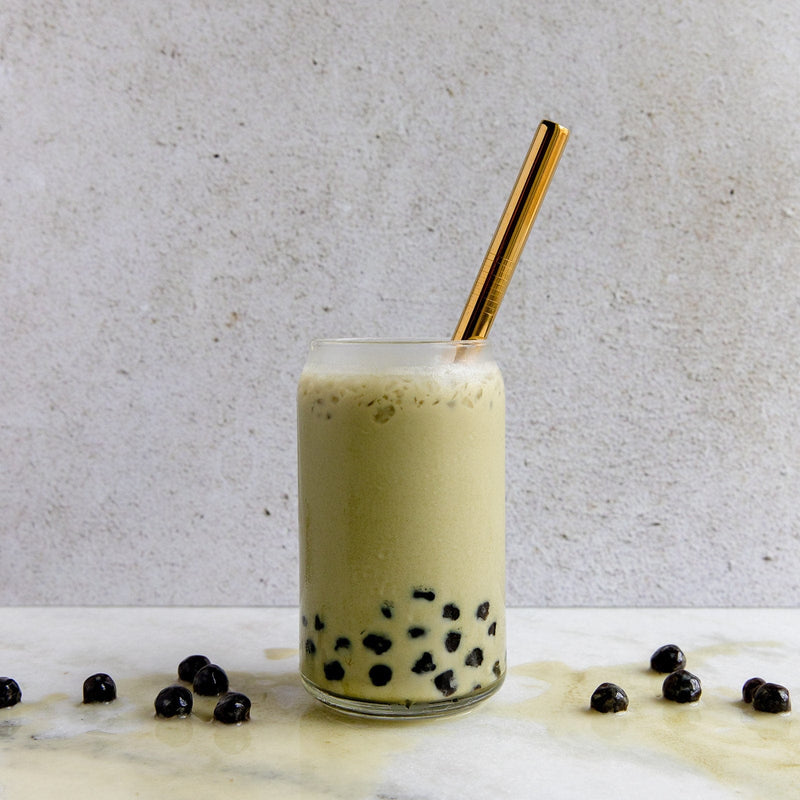 ZeroWasteStore.com Stainless Steel Straw - Straight, Bent, or Boba Style Drinking Straws & Stirrers Gray Boba / Gold